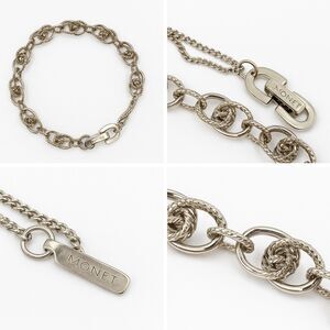 Monet Silver Tone Twisted Rope Link Bracelet Safety Chain Vintage Jewelry 7.5"